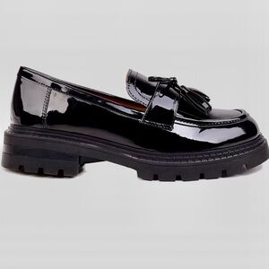 Platform Loafers in Black Patent Leather NWT